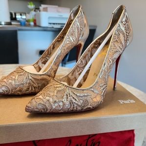 Exclusive Christian Louboutin Rose Gold Lace Heels
